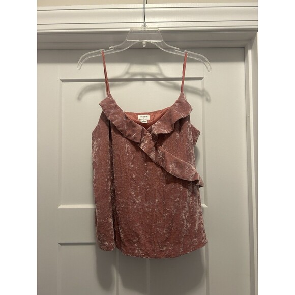 J Crew Velvet Ruffle Spaghetti Strap Pink Size Large Concert Holiday Festival - Picture 1 of 4